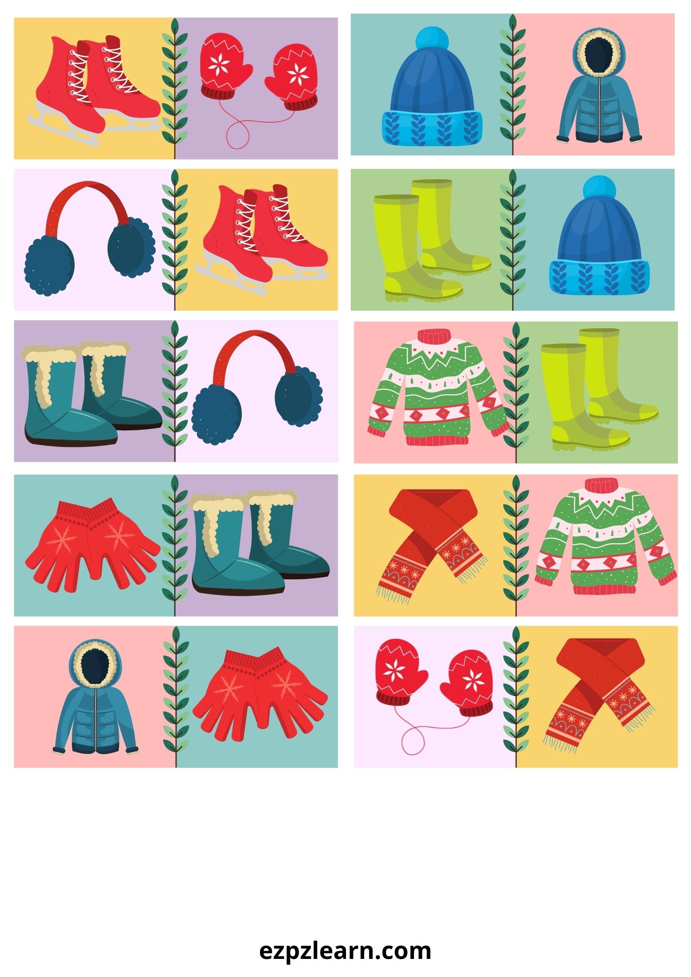 Clothes Winter Dominoes Game With Images - Ezpzlearn.com